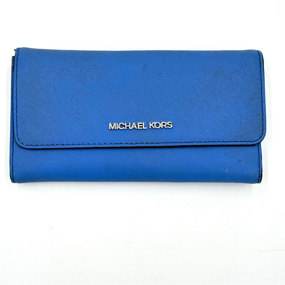 Michael Kors Vibrant Blue Tri-fold Wallet Clutch (B0003)